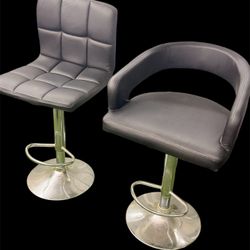 2 Modern Adjustable Bar Stools — Not a matching pair —