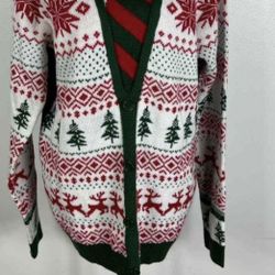 Jolly Sweater White Ugly Christmas Cardigan Tie Pullover Sweater.