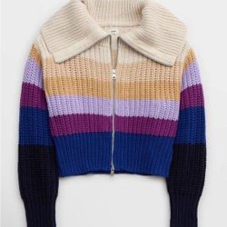 NWT Aerie Cropped Double Zip Cardigan Size Small