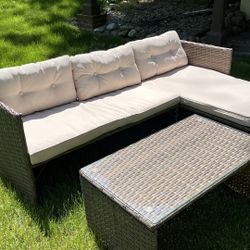 Outdoor Sofa & Chaise W/ Coffee Table