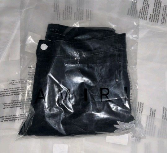 Amiri Station Patch Repair Slim Jeans Vintage Black Size 32 NWT Designer Denim