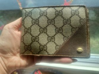 Vintage 1980s Gucci Accessory Collection Bifold Wallet GG Canvas Brown Authentic
