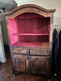 Rustic Wood Hutch Cabinet with Arched Top