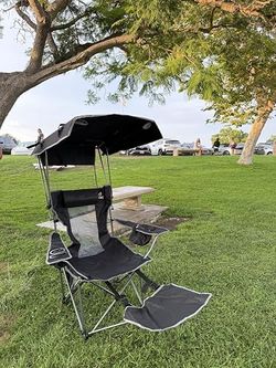 Shaded Canopy Camping Chair with Footrest - 4 position reclining action