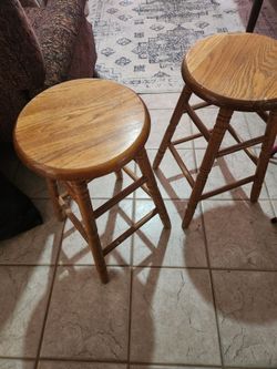 2 Solid Oak Stools