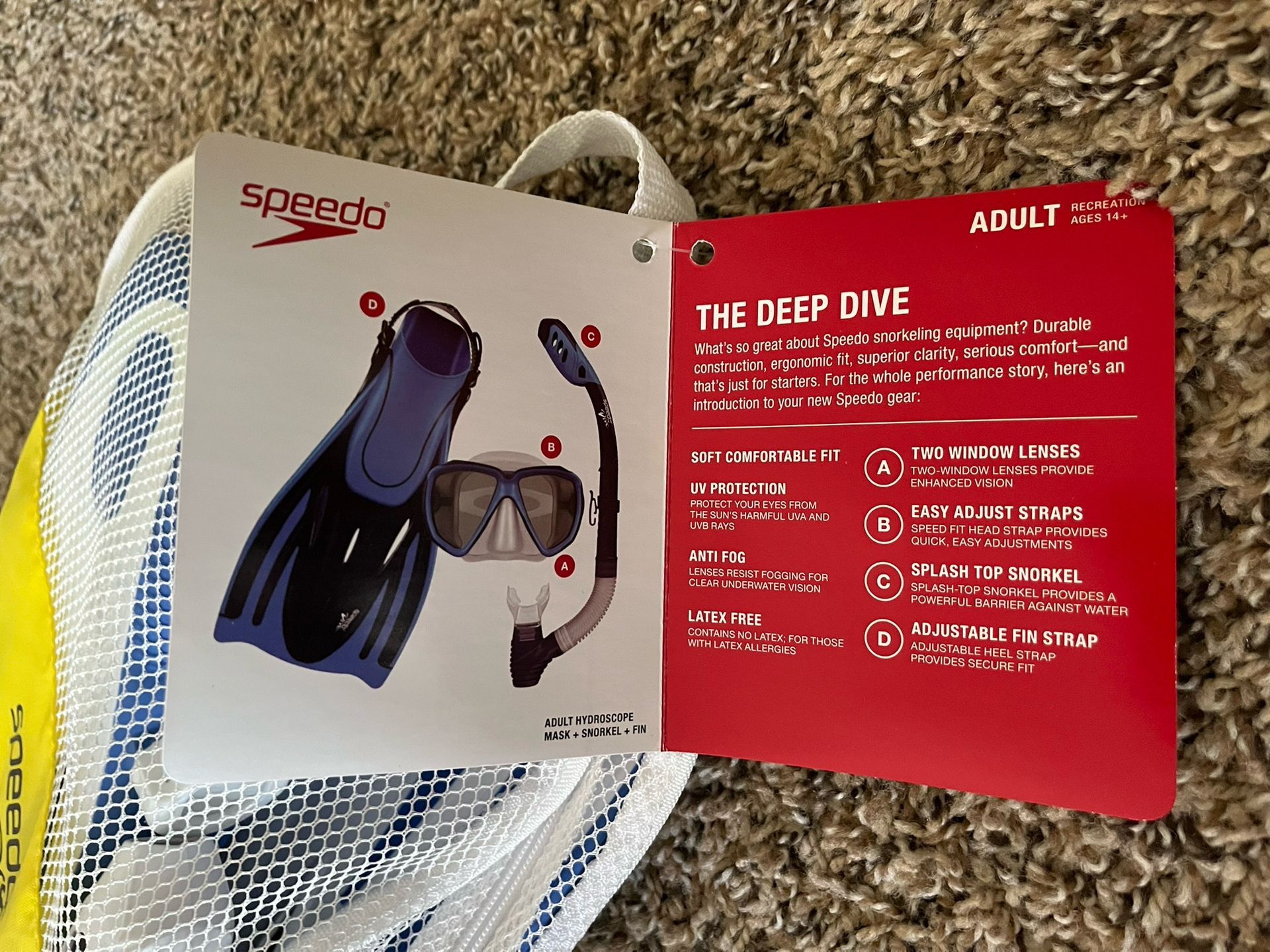 Adult Dive Set - Hydroscope Mask, Snorkel, Fin Set