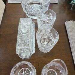 Vintage Cut Crystal Glass Ware Bowl Butter Diah 