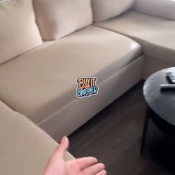 Soft Tan Couch With Storage And Fold Out