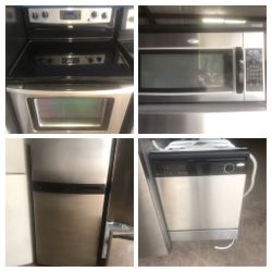 Stainless steel kitchen appliance sets