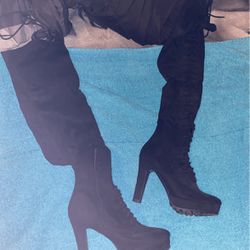 Long Black Heel Boots 
