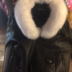 Members Only Bike Leather With Genuine Fox Collar