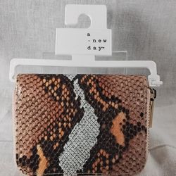 Women's Snake Print Zip Around Small Wallet A New Day