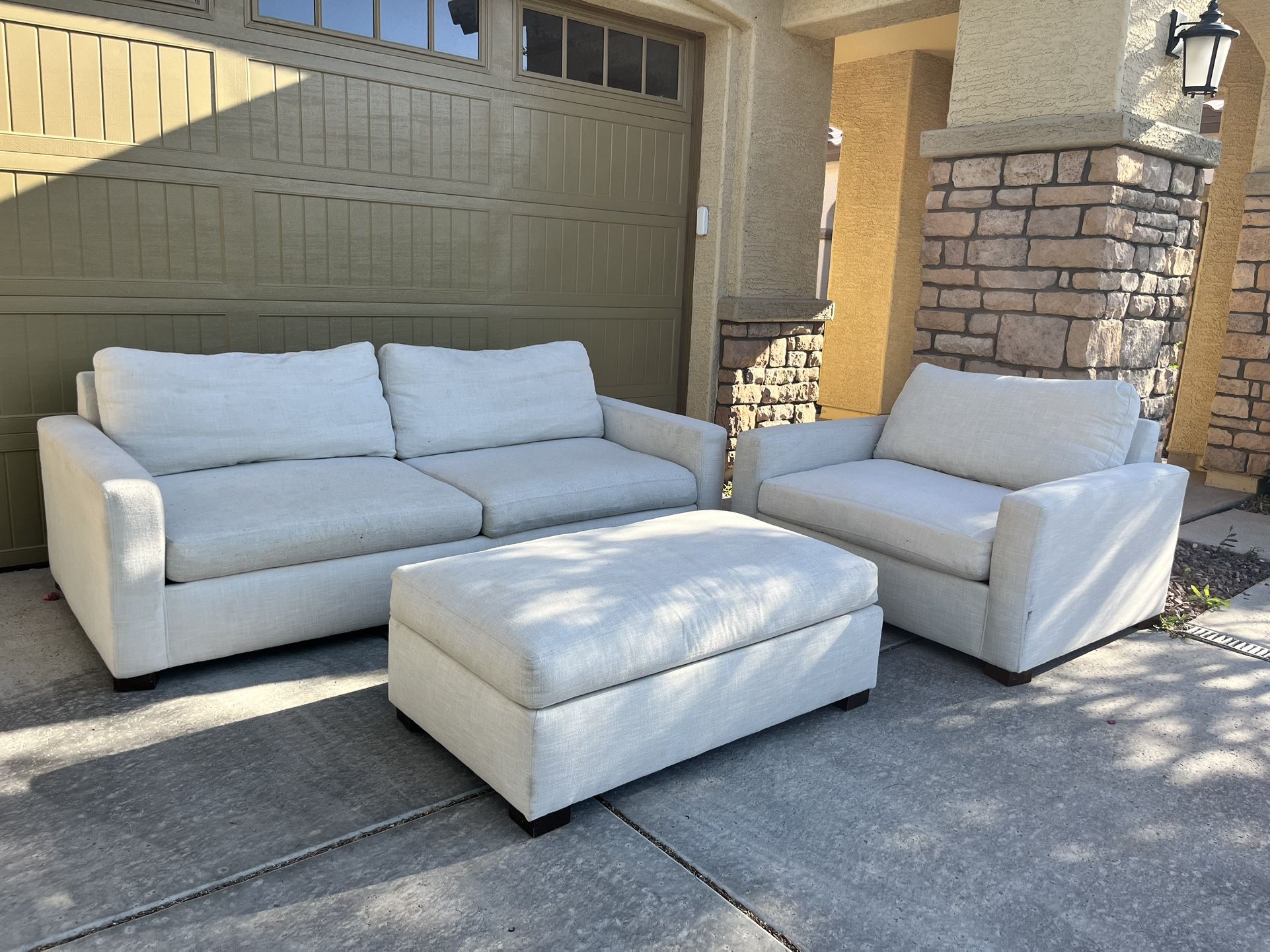 3pc Living Room Set. Couch, Chair And Ottoman - Delivery Available