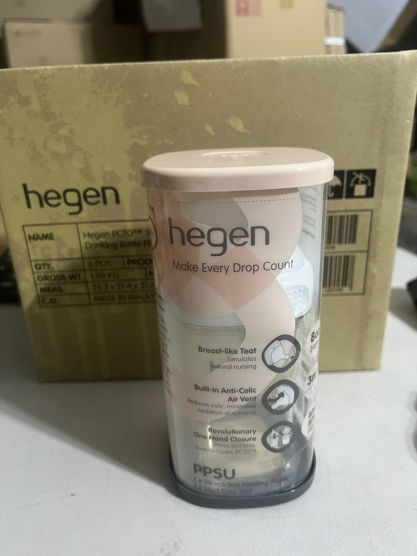 Hegen Baby Bottles – Anti Colic Baby Bottles Wide Neck - Breastfeeding System 8 oz with Medium Flow Teats