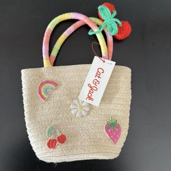 Kids Cat & Jack  Straw Tote Handbag Purse 
