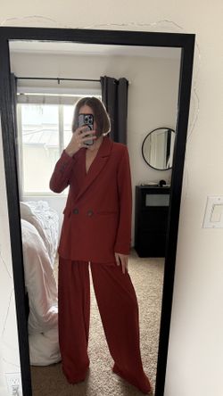 Terracotta/Brick Red Pant Suit Set - Size XS