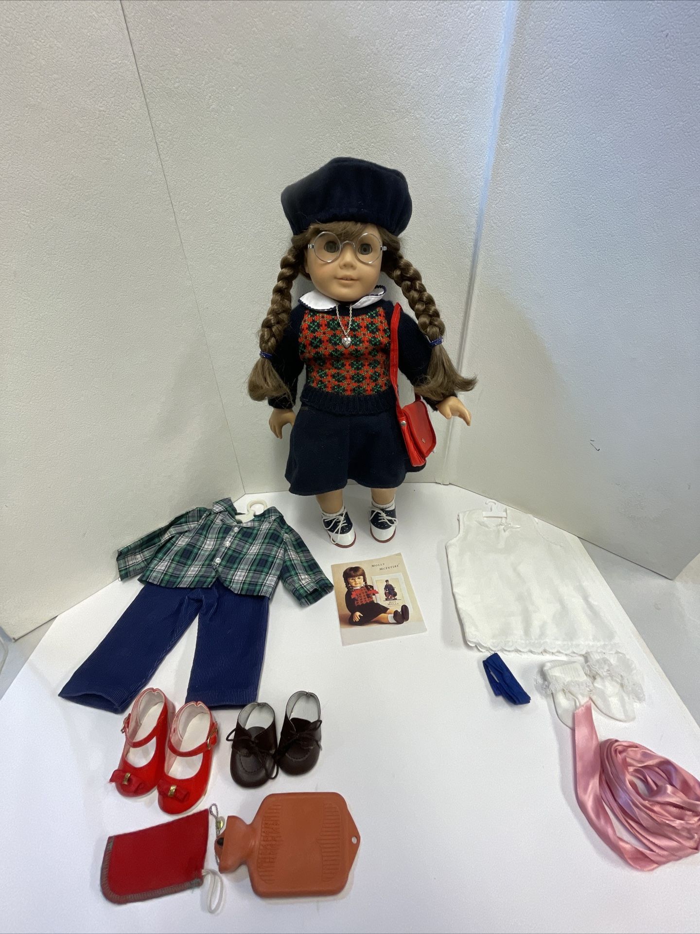 Vintage Pleasant Company Molly Doll Accessories Outfit Glasses Locket Tan Body