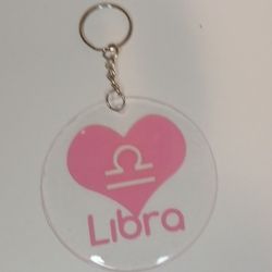 Pink heart handmade zodiac keychain 3 in