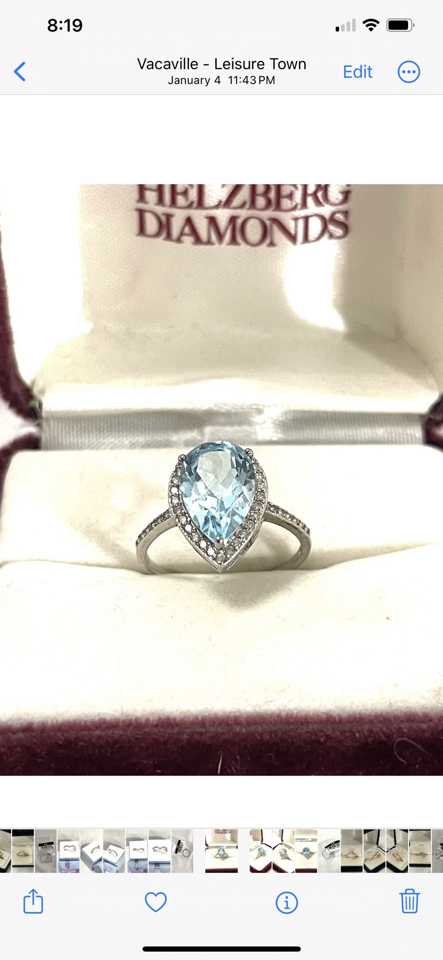 Brand New Aquamarine Stone Set In A Solid Silver Promise Ring. Size 7 