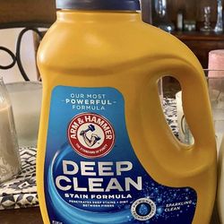 Powerful Arm & Hammer laundry detergent. This is the Deep Clean Stain Formula, 75 fl oz bottle. New