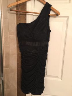 Sequin Hearts black sparkle one shoulder dress size Large