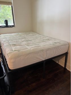 IKEA VALEVÅG Mattress and Bamboo Mattress Pad with Metal Frame