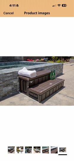XtremepowerUS Universal 2 Slip-Resistant Spa & Hot Tub Step Outdoor Indoor Stool Pool Ladder Compartment Spa Step 36" Inches Long with Storage,   22 $