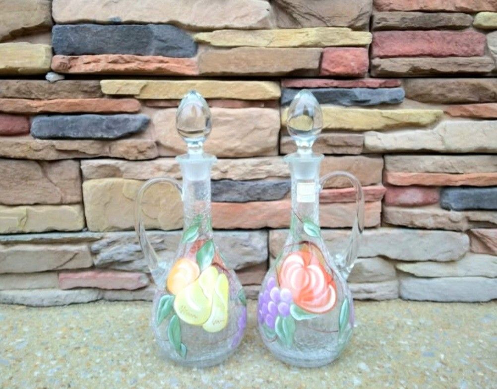Vintage Fifth Avenue American Atelier Pompeii Fruit Glassware Decanters/Stoppers