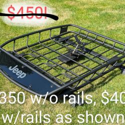 * REDUCED! LIKE NEW! Jeep OEM Roof Basket, Rails & Tire Mount
