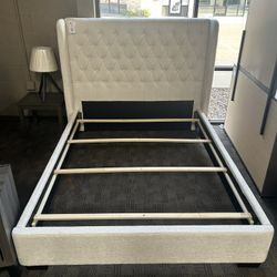Cream Upholstered New Queen Bed Frame 