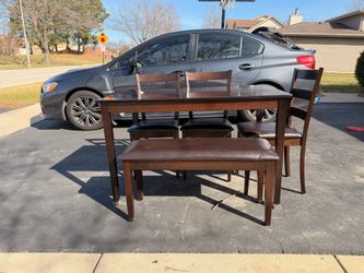 5-Piece Wood Dining Table Set with 3 Chairs & Bench – Perfect for Small Spaces