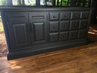 Large Pennsylvania House Dresser Chest Buffet Solid Wood Black Satin 66x19x33 New