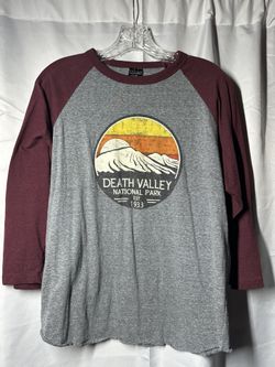 Death Valley National Park Gray and Maroon Raglan Baseball Shirt