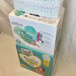 Size 1 Diaper lot: Pampers And Kirkland Brand