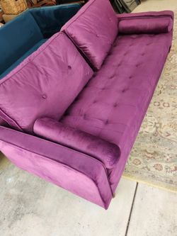 Purple velvet looking 6' couch, no rips, good condition
