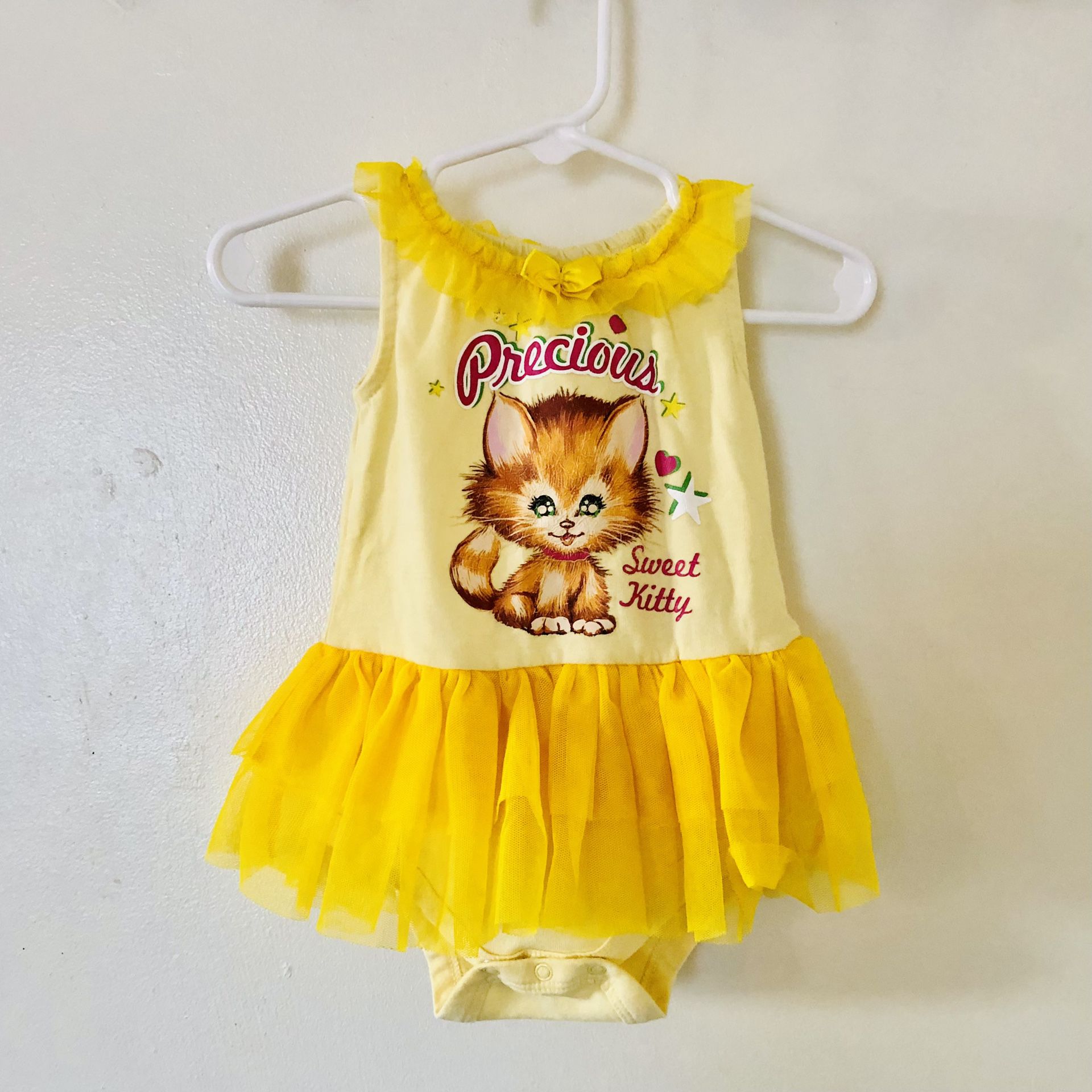 Precious Sweet Kitty Romper Bodysuit Baby Girls Clothes 3-6 Month Tutu Skirt Tee