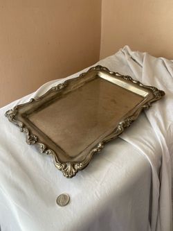 Silver-Tone Ornate Serving Tray