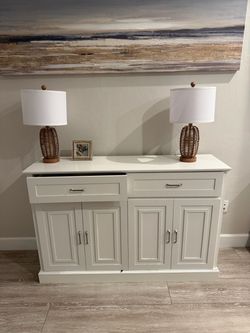 White Wood Sideboard Buffet Cabinet