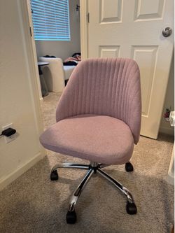 Pink Upholstered Swivel Office Chair