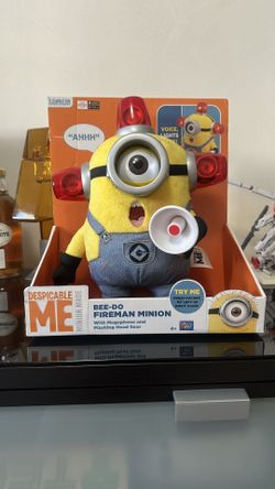 Minions Despicable Me Talking Fire Alarm Flashing Lights Plush Megaphone BeeDoo
