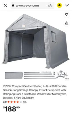 VEVOR 7x12 ft Outdoor Storage Canopy Shelter