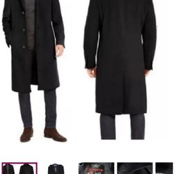 Silver Cloud Black Wool and Cashmere Overcoat 42 R