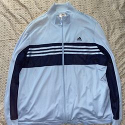 Adidas Blue/Black Striped Zip Up Jacket