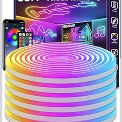 50Ft Neon Rope Lights,Flexible Led Rope Lights Control with App/Remote,Multiple Modes Rope Lights,IP65 Outdoor RGB Led Neon Lights Waterproof,Music Sy