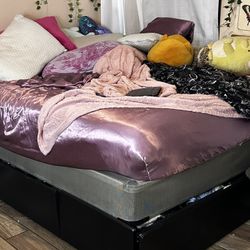 Queen Plateform Bed With 3 Storage Drawers 