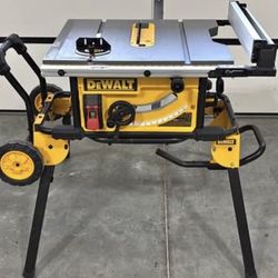 Dewalt (DWE7491RS) 10-inch table saw with rolling stand.