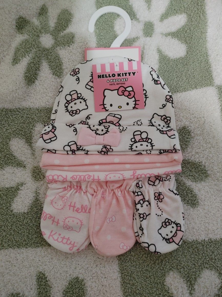 6-Set Hello Kitty Mittens & Beanies - New