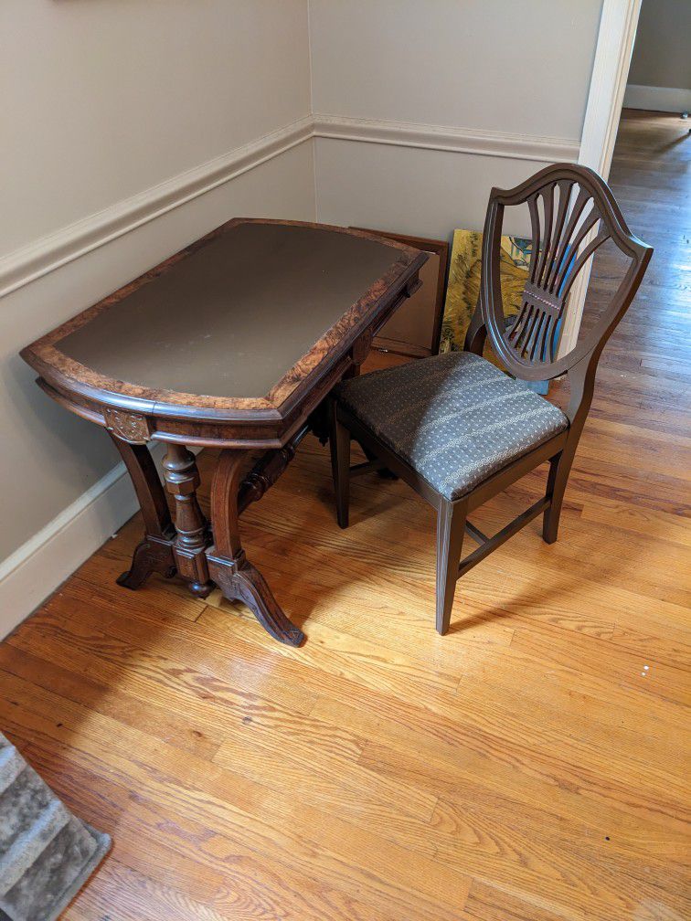 1880 Restored Eastlake Library Table, Free Chair 