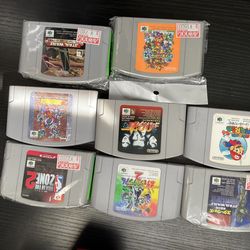 JPN VSN Nintendo 64 Console, Controllers, Transfer Pak, Power Adapter & 8 Games