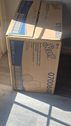 Brand new box of jumbo 12 rolls toilet paper